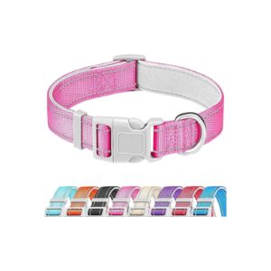 Adjustable Pet Collar for Medium Dogs with Soft Neoprene Padding and Reflective Threads