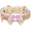 Adjustable Pet Collar with Bling Rhinestones and Cute Bow for Small Dogs and Cats