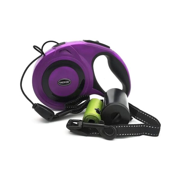 Adjustable Pet Retractable Leash 26ft for Small Medium Large Dogs up to 110lbs Purple