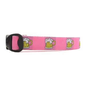 Adjustable Pink Dog Collars for Medium Large Dogs with Nylon Material