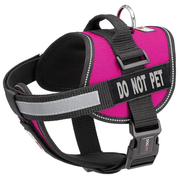 Adjustable Pink Dog Vest with Exclusive Removable No Pet Warning Patches for Large Dogs