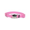 Adjustable Pink Nylon Dog Collar with Metal Snap Buckle for Walking and Tie Outs