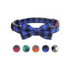 Adjustable Plaid Dog Collar with Bow Tie Buckle for Small Medium Large Pets