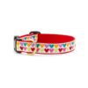 Adjustable Pop Hearts Dog Collar with 12 to 18 Inch Length Options and Brass Buckle