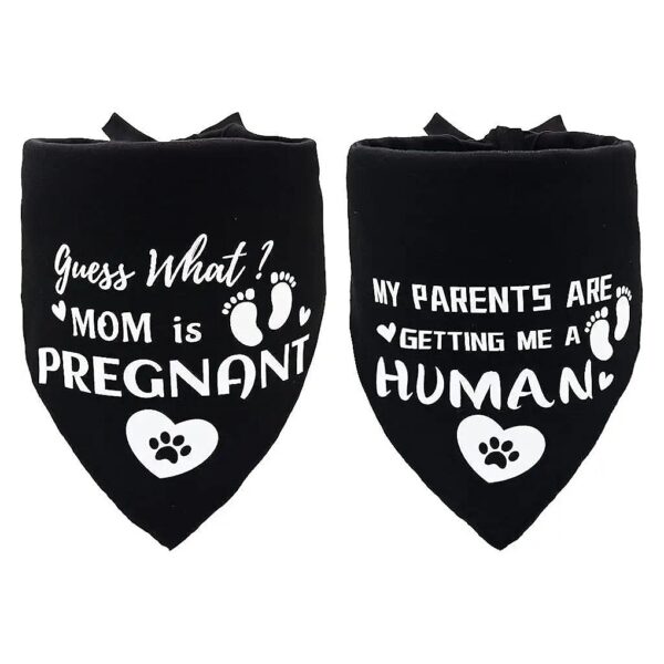 Adjustable Pregnant Dog Bandanas with Cute Black Patterns for All Breed Sizes