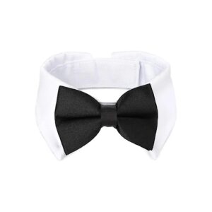 Adjustable Premium Cotton Bow Tie Dog Collar with Classic Black and White Tuxedo Design