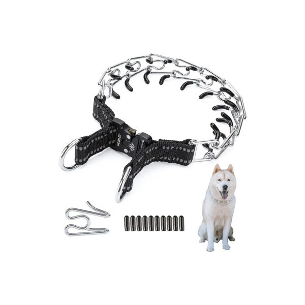 Adjustable Prong Training Collar for Small Medium Large Dogs with Black Color