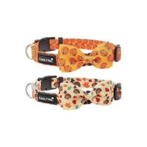 Adjustable Pumpkin Dog Collars with Removable Bow Ties for Small Medium Large Dogs