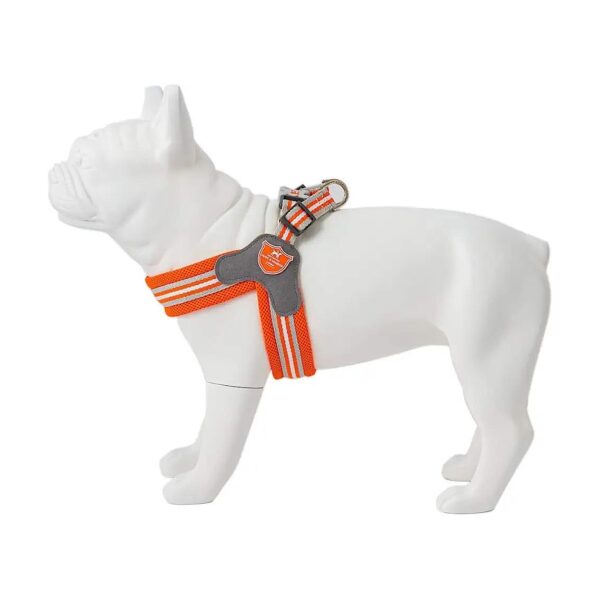 Adjustable Quick Dry No Pull Pet Harness for Medium Size Dogs in Orange Striped Pattern