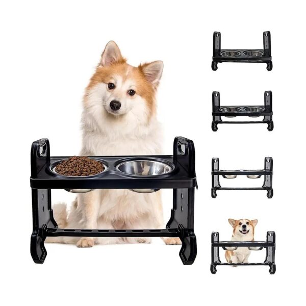 Adjustable Raised Dog Bowl Stand for Small to Large Breed Dogs and Cats