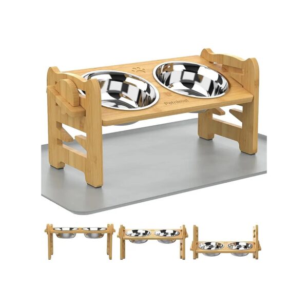 Adjustable Raised Dog Bowls Stand with 6 Height Settings for Small Breed Dogs and Cats