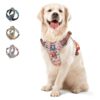 Adjustable Red Camouflage Dog Harness No Pull for Large Dogs with 2 Leash Clip Manual