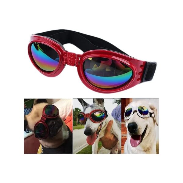 Adjustable Red Dog Sunglasses for Large Breeds UV Windproof Polarized Protection