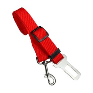 Adjustable Red Dog and Cat Car Safety Harness with Easy Seat Belt Fastener