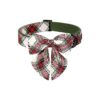 Adjustable Red and Green Plaid Christmas Dog Collar with Sailor Bowtie and Metal Buckle