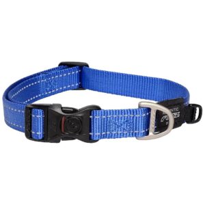 Adjustable Reflective Blue Dog Collar for Large Breed Dogs