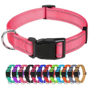 Adjustable Reflective Dog Collar for Small Breeds with Quick Release Buckle