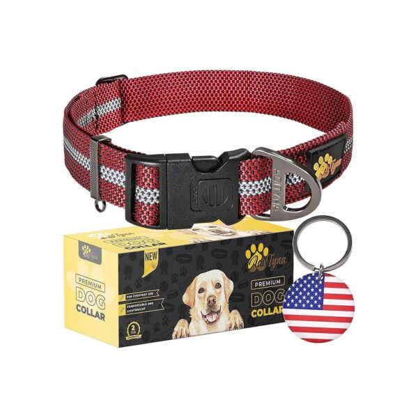 Adjustable Reflective Dog Collar with Safety Lock Buckle for Large Breed Canines