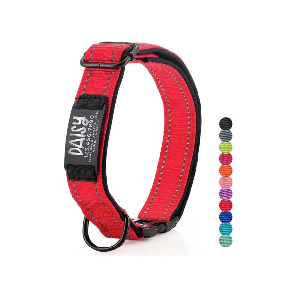 Adjustable Reflective Dog Collars for Large, Small, and Medium Sized Dogs - Red Color