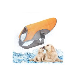 Adjustable Reflective Dog Cooling Vest for Large Medium and Small Dogs Orange XL