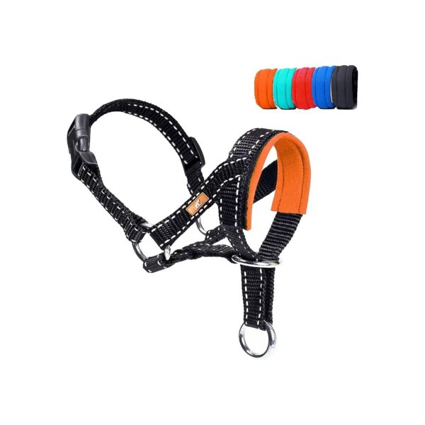 Adjustable Reflective Head Collar to Stop Pulling for Small Medium Large Dogs Orange