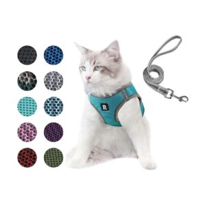 Adjustable Reflective Lake Blue Cat and Dog Harness for Small and Medium Dogs