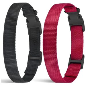 Adjustable Reflective Nylon Dog Collar Strap for Small Medium Large Dogs Black Red