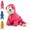 Adjustable Reflective Waterproof Dog Raincoat with Hood and Leash Hole for Small Dogs