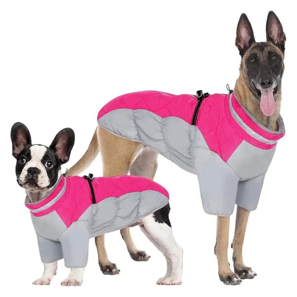 Adjustable Reflective Waterproof Windproof Dog Snowsuit Fleece Jacket Pink XL