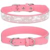 Adjustable Rhinestone Dog Collar for Small Medium Large Dogs Cats with Velvet Material