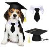 Adjustable Size Graduation Pet Costume Cap and Necktie Set for Small Medium Large Dogs