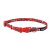 Adjustable Small Dog Collar with Nylon Material Red and White Bones Pattern