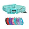 Adjustable Soft Nylon Pet Collar with Heavy Duty Metal D-Ring and Buckle for Dogs