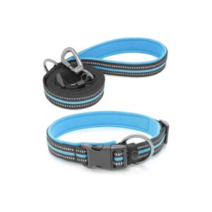 Adjustable Soft-Padded Reflective Dog Collar and Leash Set for Small Medium Large Dogs