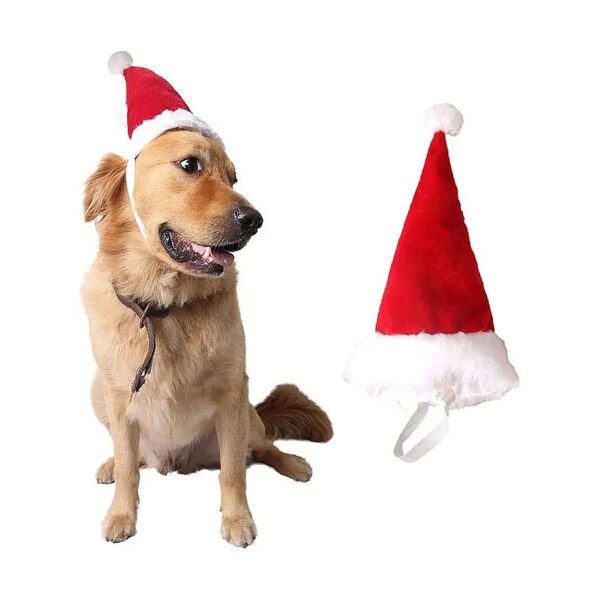 Adjustable Soft Plush Santa Hat for Large Dogs and Cats Christmas Party