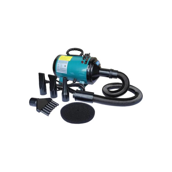 Adjustable Speed Pet Dryer for Professional Grooming, Turquoise, 2400W Power