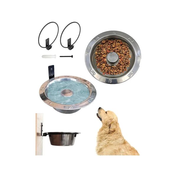 Adjustable Stainless Steel Dog Food Bowls with Elevated Holders for Large Dogs