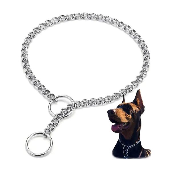 Adjustable Steel Chain Slip Collar for Small to Large Dogs up to 20 inches Girth Training