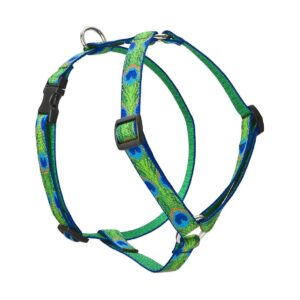 Adjustable Tail Feathers Dog Harness for Medium Pets Nylon Green and Blue