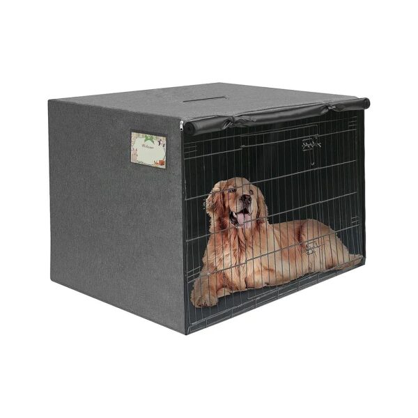 Adjustable Ventilation and Card Pocket Design Dog Crate Cover for Standard Size Crate