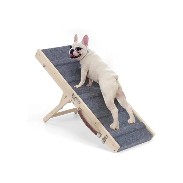 Adjustable Wood Dog Ramp for High Beds and Couches for Small Pets