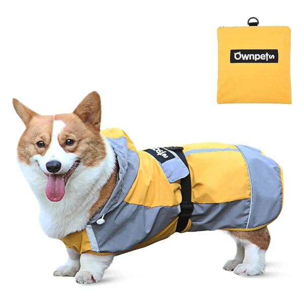 Adjustable and Reflective Dog Raincoat for Small Dogs and Puppies with Storage Pocket