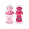 Adorable 4-Piece Cotton Dog Dress Set for Small Dogs and Cats