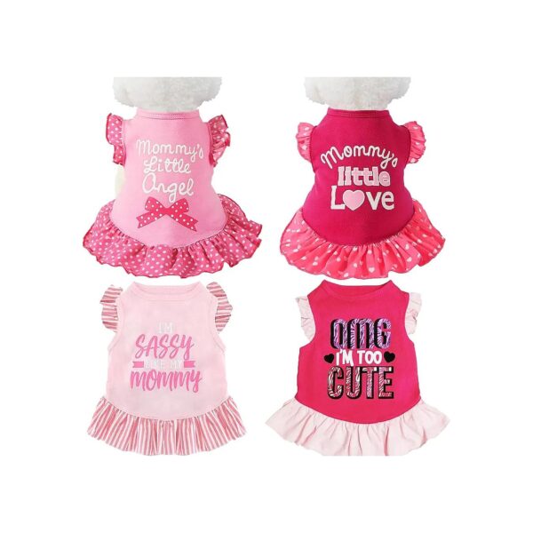 Adorable 4-Piece Dog Clothes for Small Puppies and Cats (Pink Angel)