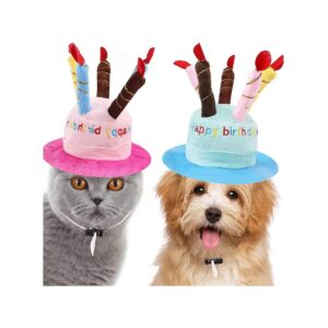 Adorable Cartoon Happy Birthday Cake Pet Party Hats Set for Dogs and Cats