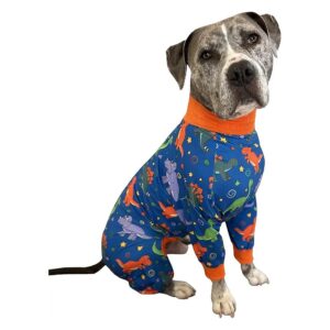 Adorable Dinosaur Print Dog Pajamas for 30-40LB Dogs with Minimum Weight Recommendation