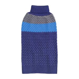 Adorable Gradient Blue Dog Sweater with Turtleneck for Small Dogs