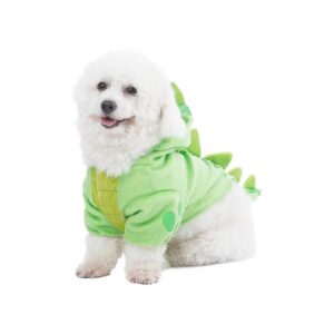 Adorable Light Green Dinosaur Hoodie Pet Costume for Halloween Cosplay and Parties