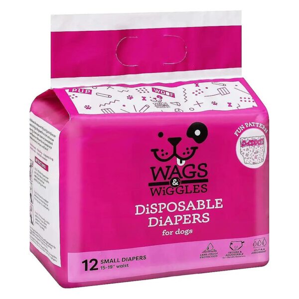 Adorable Pattern Small Female Dog Diapers for Small Dogs 15-19 Waist