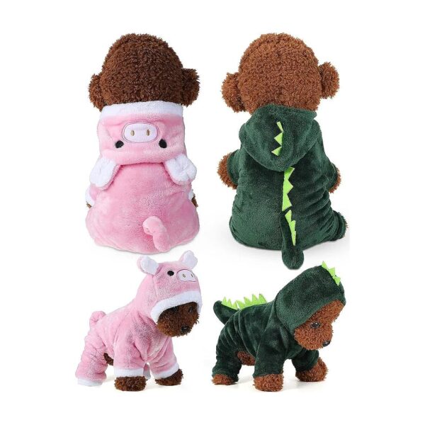 Adorable Pet Costumes for Large Dogs and Cats with Green Dinosaur and Pink Pig Hoodies